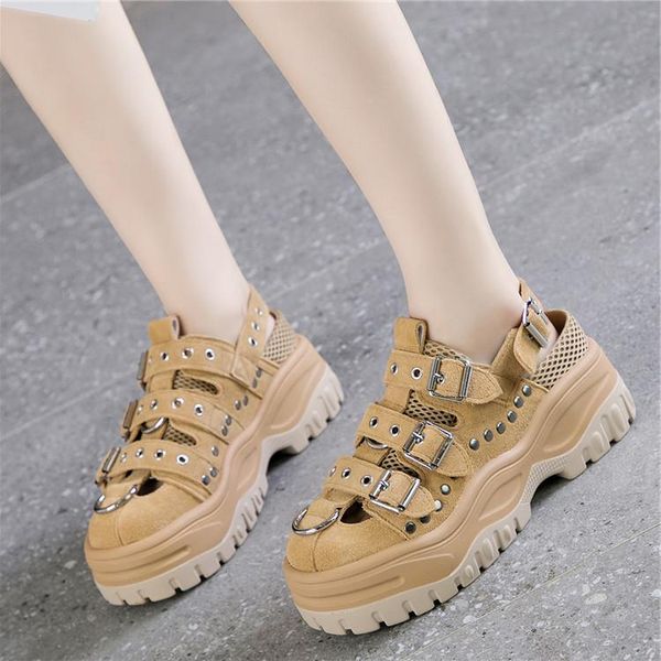 sandals genuine leather summer women's thick soles ins cake net red same style super daddy shoes rivet head roman, Black
sandals genuine leather summer women's thick soles ins cake net red same style super daddy shoes rivet head roman, Black