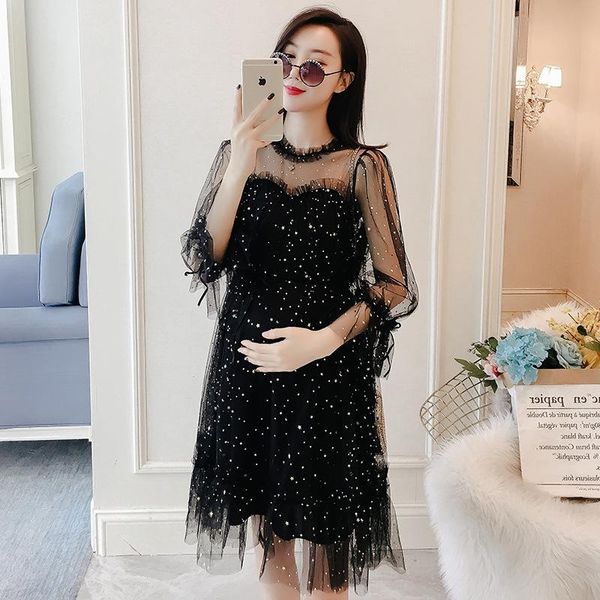 pregnant women dress fashion korean long sleeve maternity spring mesh fairy dresses pregnancy clothes elegant dress, White
pregnant women dress fashion korean long sleeve maternity spring mesh fairy dresses pregnancy clothes elegant dress, White