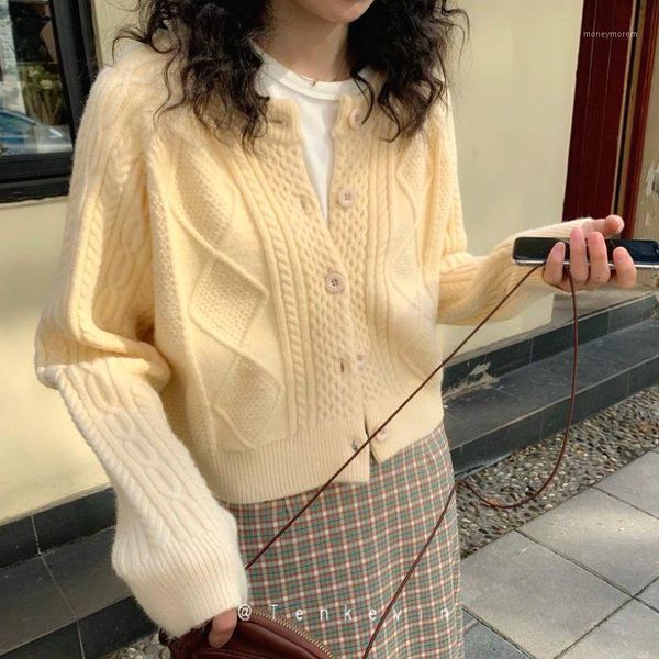 women's knits & tees knit cardigan women light button-down casual long sleeve korean vintage sweater women's clothing autumn 20211, White 
women's knits & tees knit cardigan women light button-down casual long sleeve korean vintage sweater women's clothing autumn 20211, White
