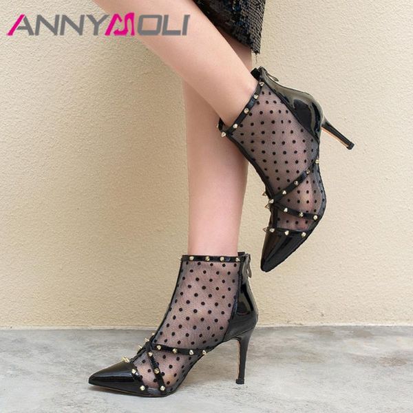 boots annymoli autumn ankle women natural genuine leather cutout thin high heel short rivets zipper shoes lady 34-39, Black
boots annymoli autumn ankle women natural genuine leather cutout thin high heel short rivets zipper shoes lady 34-39, Black