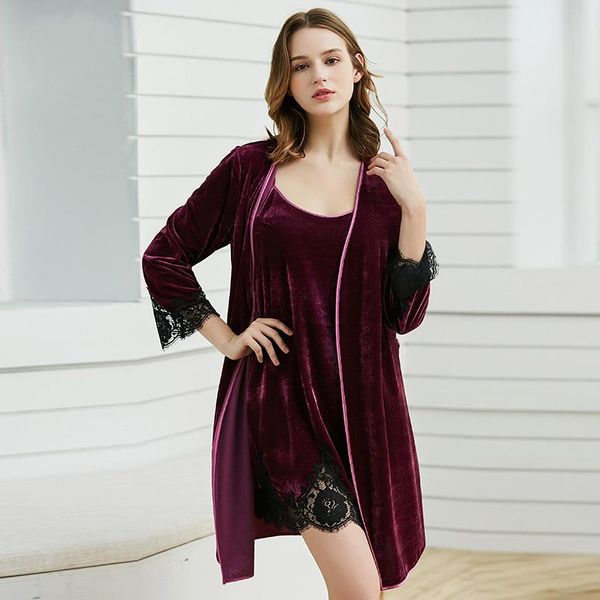 women's sleepwear robe set two pieces spaghetti strap deep red cotton lace bathrobe luxury nightgown long negligee t965, Black;red
women's sleepwear robe set two pieces spaghetti strap deep red cotton lace bathrobe luxury nightgown long negligee t965, Black;red