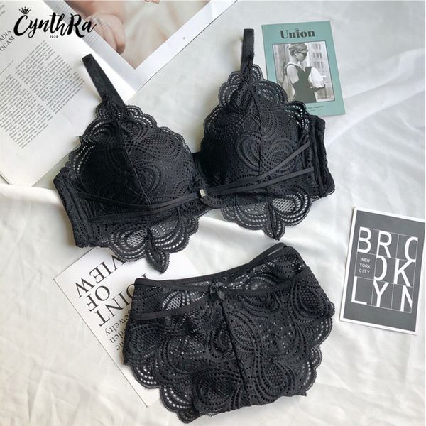 cynthra underwear set female plus size french triangle cup bralette lace thin section push up wireless bra suit for women c1211, Black;white
cynthra underwear set female plus size french triangle cup bralette lace thin section push up wireless bra suit for women c1211, Black;white