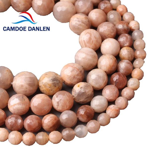 camdoe danlen natural gem stone faceted sun stone round beads 4 6 8 10 12mm beads for jewelry making fit diy bracelet necklace
