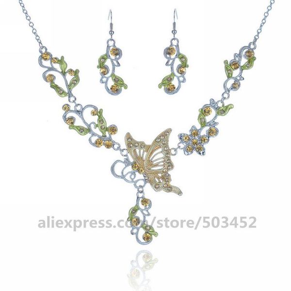80sets/lot alloy wedding butterfly pendant chain necklace bride accessorie ketting necklace with earring sets for women, Silver
80sets/lot alloy wedding butterfly pendant chain necklace bride accessorie ketting necklace with earring sets for women, Silver