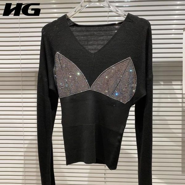 women's sweaters hg patchwork sequins casual sweater women tide fashion v neck collar long sleeve pullover elegant personality slim zxr, White;black
women's sweaters hg patchwork sequins casual sweater women tide fashion v neck collar long sleeve pullover elegant personality slim zxr, White;black
