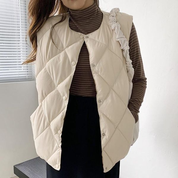 winter new 2020 women casual loose round neck solid color loose short minimalist argyle sleeveless down vest coat d172, Black;white
winter new 2020 women casual loose round neck solid color loose short minimalist argyle sleeveless down vest coat d172, Black;white