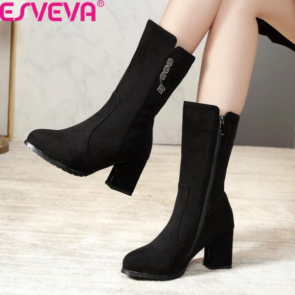 boots esveva 2021 women shoes knee high nubuck leather square heel fashion solid all match elegant zipper boot size 34-43, Black
boots esveva 2021 women shoes knee high nubuck leather square heel fashion solid all match elegant zipper boot size 34-43, Black