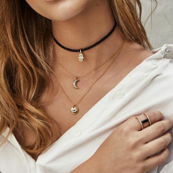 brling new 2020 fashion ins vintage chain pendant choker palm moon crystal multi-layernecklace for women girls gifts party, Golden;silver
brling new 2020 fashion ins vintage chain pendant choker palm moon crystal multi-layernecklace for women girls gifts party, Golden;silver