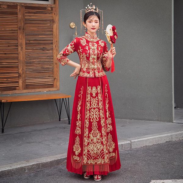 ethnic clothing oriental embroidery bride traditional banquet classic cheongsam chinese style wedding dress china qipao plus size 5xl 6xl, Red
ethnic clothing oriental embroidery bride traditional banquet classic cheongsam chinese style wedding dress china qipao plus size 5xl 6xl, Red