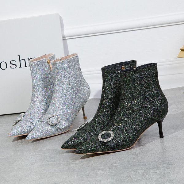 fashion banquet boots pointed toe thin heels office lady party shoes bling zipper crystal buckle sequined ankle boots women1, Black
fashion banquet boots pointed toe thin heels office lady party shoes bling zipper crystal buckle sequined ankle boots women1, Black