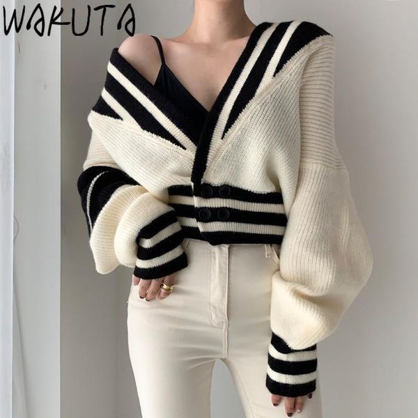 wakuta knit cardigan women black white color block fashion sweater leisure wind high waist v neck oversized outwear
wakuta knit cardigan women black white color block fashion sweater leisure wind high waist v neck oversized outwear