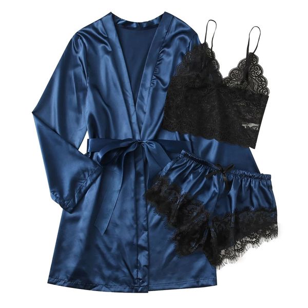 satin silk pajamas women nightdress lingerie robes underwear sleepwear thin underwire bra thin section thong lingerie c1211, Black;white
satin silk pajamas women nightdress lingerie robes underwear sleepwear thin underwire bra thin section thong lingerie c1211, Black;white