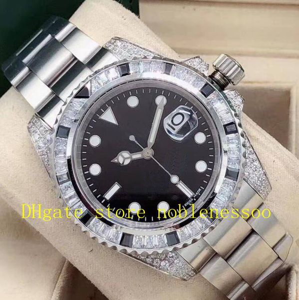 4 color mens 40mm ss black dial with ruby diamond bezel sub watch oyster bracelet rubber bracelet asia 2813 automatic sport men's watch, Slivery;brown
4 color mens 40mm ss black dial with ruby diamond bezel sub watch oyster bracelet rubber bracelet asia 2813 automatic sport men's watch, Slivery;brown