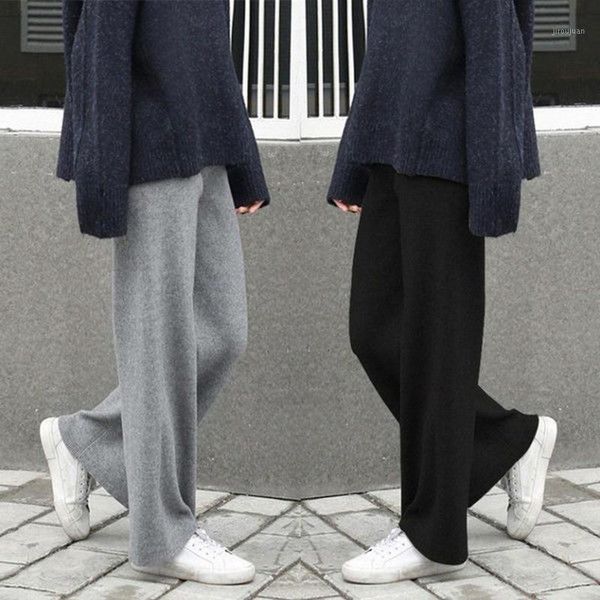 women 2021 new autumn winter casual solid loose wide leg long pants female drawstring office ladies high waist warm trousers s191, Black;white
women 2021 new autumn winter casual solid loose wide leg long pants female drawstring office ladies high waist warm trousers s191, Black;white