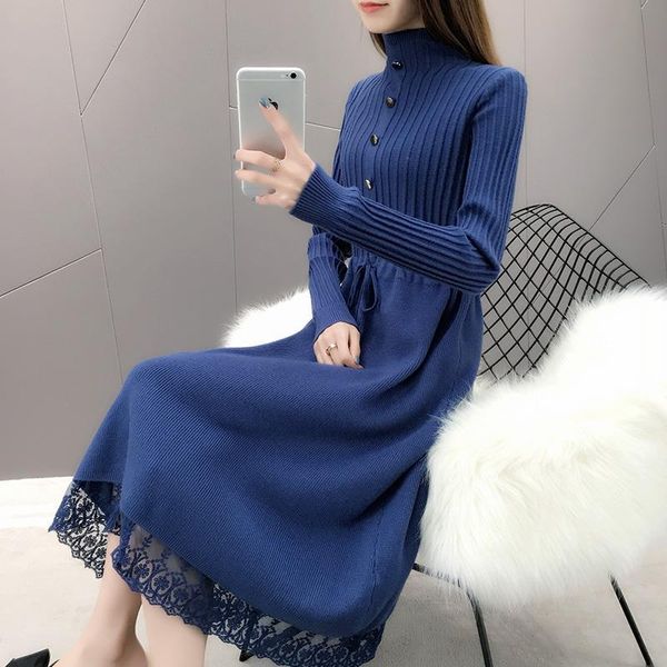 women's sweaters autumn and winter knitted dress 2021 loose mid-length over-the-knee lace sweater skirt, White;black
women's sweaters autumn and winter knitted dress 2021 loose mid-length over-the-knee lace sweater skirt, White;black