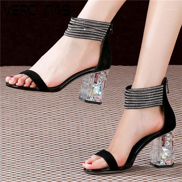 verconas women crystal heel rhinestones round toe back zipper concise design office shoes thick heels sandals shoes woman1, Black
verconas women crystal heel rhinestones round toe back zipper concise design office shoes thick heels sandals shoes woman1, Black