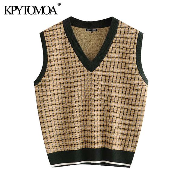 kpytomoa women fashion with ribbed trim plaid knitted vest sweater vintage v neck sleeveless female waistcoat chic 201120, White;black
kpytomoa women fashion with ribbed trim plaid knitted vest sweater vintage v neck sleeveless female waistcoat chic 201120, White;black