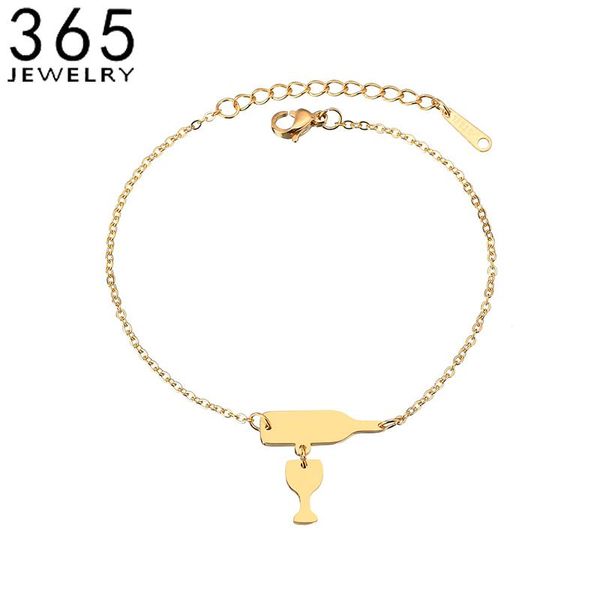 link, chain fashion initial stainless steel wine cup bracelet gold color bottle bracelets for women girls drop, Black 
link, chain fashion initial stainless steel wine cup bracelet gold color bottle bracelets for women girls drop, Black