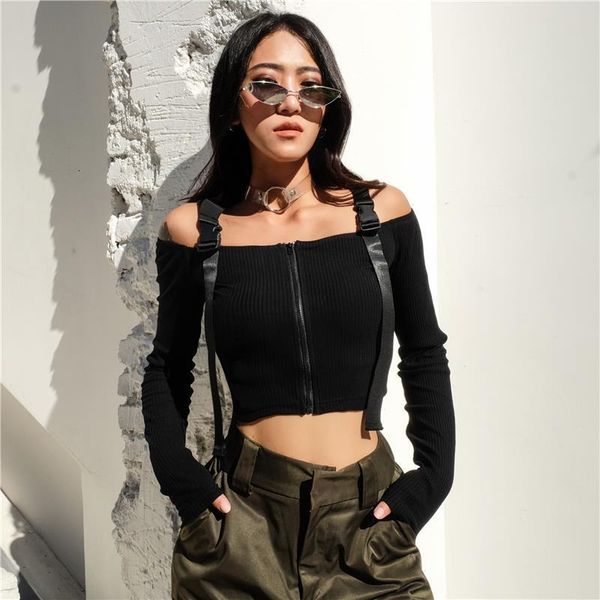 harajuku off shoulder t shirt womens strap casual tshirts cotton women long sleeve crop punk korean t-shirt lady, White
harajuku off shoulder t shirt womens strap casual tshirts cotton women long sleeve crop punk korean t-shirt lady, White