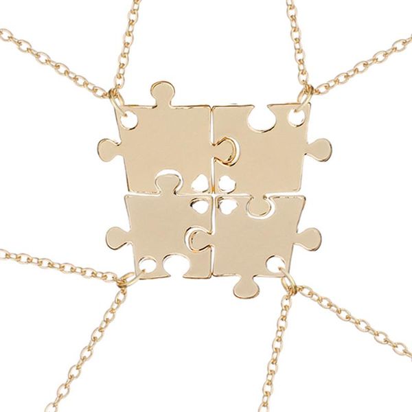 4 pcs friends necklaces puzzle heart shape pendant for friendship bff jigsaw choker necklaces for family jewelry gift, Silver
4 pcs friends necklaces puzzle heart shape pendant for friendship bff jigsaw choker necklaces for family jewelry gift, Silver
