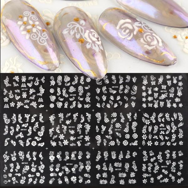 stickers & decals white nail sticker adhesive 5d embossed flowers rose sliders 3d art decorations foils wraps manicure nt1801, Black
stickers & decals white nail sticker adhesive 5d embossed flowers rose sliders 3d art decorations foils wraps manicure nt1801, Black