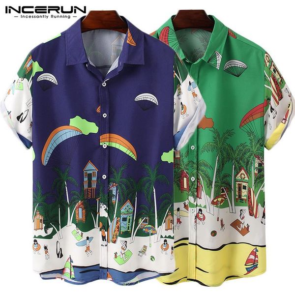 short sleeve lapel buttons chemise incerun summer hawaiian shirts mens leisure printed camisa loose breathable blusas plus size, White;black
short sleeve lapel buttons chemise incerun summer hawaiian shirts mens leisure printed camisa loose breathable blusas plus size, White;black