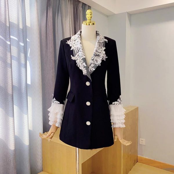 women's suits & blazers 2021 fall winter fashion women coat notched full sleeve spliced mesh embroidery beading diamonds black, White;black
women's suits & blazers 2021 fall winter fashion women coat notched full sleeve spliced mesh embroidery beading diamonds black, White;black