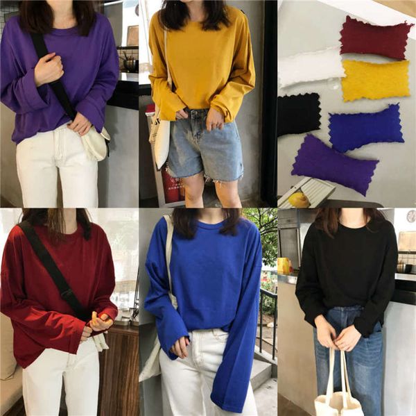 color 2019 solid new loose fall pullover crew neck long sleeve t-shirt tee women's autumn, Black;gray
color 2019 solid new loose fall pullover crew neck long sleeve t-shirt tee women's autumn, Black;gray