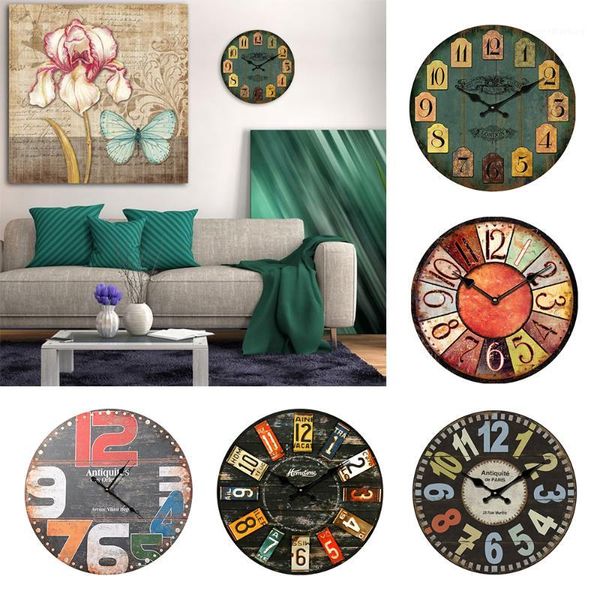wall clocks quartz clock decoration watch classic gift wooden 30cm beautiful hanging mute digital kitchen round1