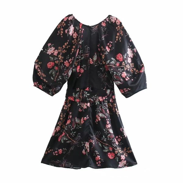 new 2021 black floral print mini women summer fashion belt short puff sleeve wrap dress woman chic elegant dresses jrrk, Black;gray
new 2021 black floral print mini women summer fashion belt short puff sleeve wrap dress woman chic elegant dresses jrrk, Black;gray