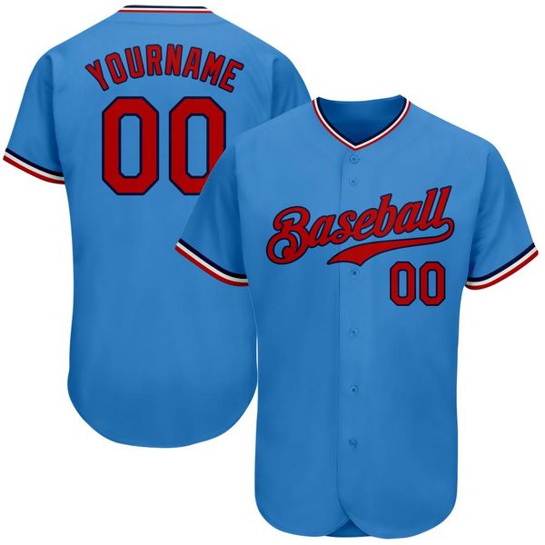custom powder blue red-navy authentic baseball jersey, Blue;black 
custom powder blue red-navy authentic baseball jersey, Blue;black