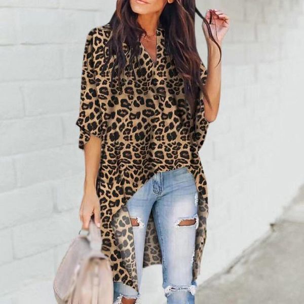 2021 new ladies v-neck irregular loose blouse raglan sleeve leopard plus size, White
2021 new ladies v-neck irregular loose blouse raglan sleeve leopard plus size, White