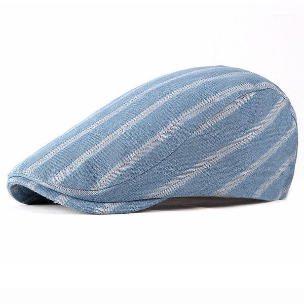 mz2020 spring autumn beret hat vintage striped ivy newsboy flat cap adjustable cotton denim beret cap retro artist painter hat1, Blue;gray
mz2020 spring autumn beret hat vintage striped ivy newsboy flat cap adjustable cotton denim beret cap retro artist painter hat1, Blue;gray