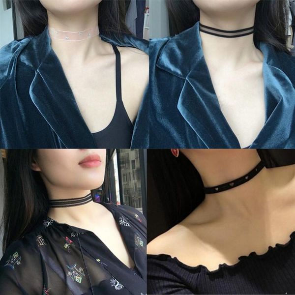 chokers woman short choker necklace collars vintage hollow lace wave gothic tattoo leather transparent elasticity, Golden;silver
chokers woman short choker necklace collars vintage hollow lace wave gothic tattoo leather transparent elasticity, Golden;silver