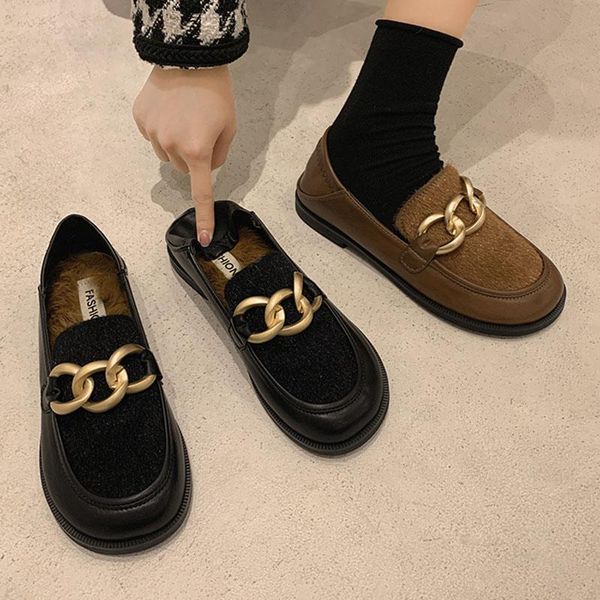bling horsehair patchwork oxford shoes women winter warm plush loafers two ways flats metal chain small leather shoes woman 2020, Black
bling horsehair patchwork oxford shoes women winter warm plush loafers two ways flats metal chain small leather shoes woman 2020, Black