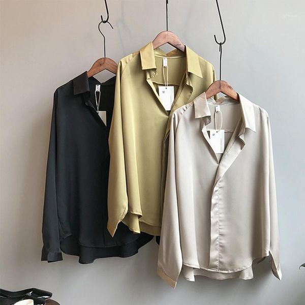 cbafu new spring women blouses long sleeve satin shirts turn down collar loose female blusas solid work blouse p8371, White
cbafu new spring women blouses long sleeve satin shirts turn down collar loose female blusas solid work blouse p8371, White