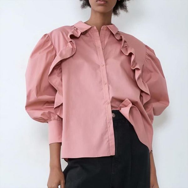 women ruffle shirt spring 2020 new fashion long sleeve soft poplin pink modern lady loose blouse, White
women ruffle shirt spring 2020 new fashion long sleeve soft poplin pink modern lady loose blouse, White