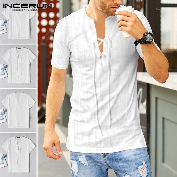 men's casual shirts 2021 summer men's fashion v neck shirt slim short sleeve man steam punk lace up solid color streetwear blouse, White;black
men's casual shirts 2021 summer men's fashion v neck shirt slim short sleeve man steam punk lace up solid color streetwear blouse, White;black