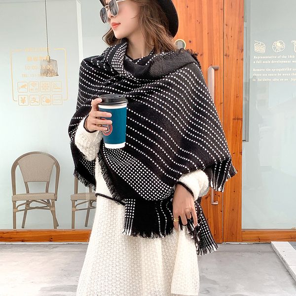 new winter autumn warm scarf black and white break point stripe cashmere shawl neck klwe, Blue;gray
new winter autumn warm scarf black and white break point stripe cashmere shawl neck klwe, Blue;gray