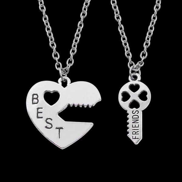 2 pieces / set friend pendant necklace fashion simple heart key shape necklace classic long chain jewelry gift, Silver
2 pieces / set friend pendant necklace fashion simple heart key shape necklace classic long chain jewelry gift, Silver