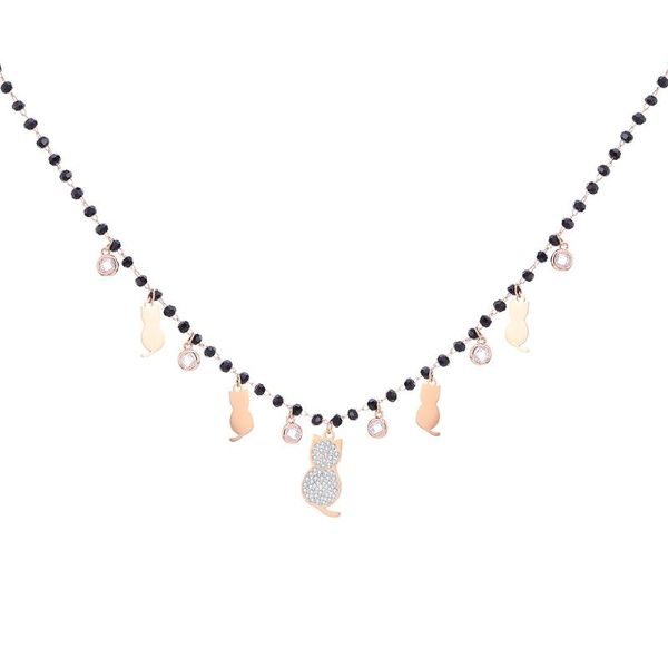 cz zircon cat chokers necklaces black crystal beads chain rose gold necklace for women bohemia stainless steel jewelry gifts, Silver
cz zircon cat chokers necklaces black crystal beads chain rose gold necklace for women bohemia stainless steel jewelry gifts, Silver