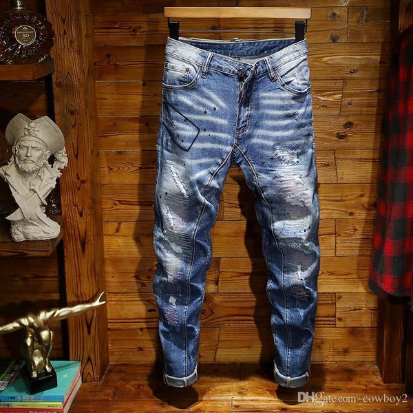 2021 top men's famous brand blue jeans designer high quality torn jeans men's classic retro David Beckham same
2021 top men's famous brand blue jeans designer high quality torn jeans men's classic retro David Beckham same