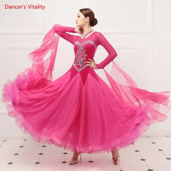 stage wear senior ballroom dance dresses women v-back standard waltz dancing costume competition, Black;red
stage wear senior ballroom dance dresses women v-back standard waltz dancing costume competition, Black;red