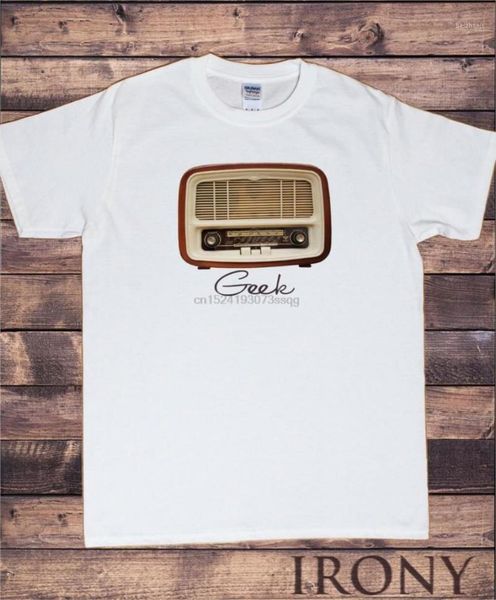 mens t-shirt white radio design geek slogan fun design ts3111, White;black