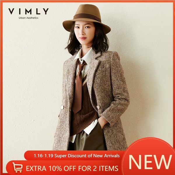 women's wool & blends vimly winter coat for women vintage notched double breasted solid thicken warm jacket elegant female blazers f538, Black
women's wool & blends vimly winter coat for women vintage notched double breasted solid thicken warm jacket elegant female blazers f538, Black