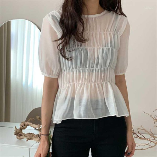 hzirip retro korean casual elegant gentle folds delicate micro-transparent chic fashion summer design short-sleeved women shirt1, White
hzirip retro korean casual elegant gentle folds delicate micro-transparent chic fashion summer design short-sleeved women shirt1, White