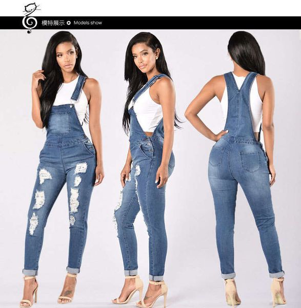 new style denim trousers with holes, Blue