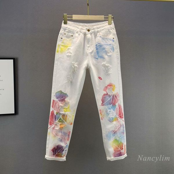 printed white hole jeans for women 2021 spring summer new high waist slimming cropped skinny ripped denim trousers pants, Blue
printed white hole jeans for women 2021 spring summer new high waist slimming cropped skinny ripped denim trousers pants, Blue