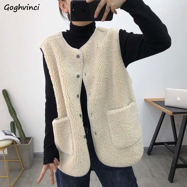 women jacket vests korean style lambswool o-neck sleeveless solid waistcoats pockets leisure simple all-match outerwear warm, Black;white
women jacket vests korean style lambswool o-neck sleeveless solid waistcoats pockets leisure simple all-match outerwear warm, Black;white
