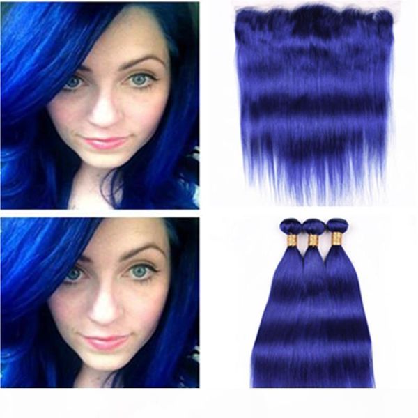 silky straight peruvian blue hair extensions with full frontal pure blue color virgin human hair weave bundles with 13x4 full lace frontal, Black;brown
silky straight peruvian blue hair extensions with full frontal pure blue color virgin human hair weave bundles with 13x4 full lace frontal, Black;brown